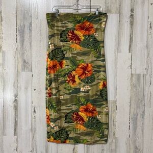 Love Strapless Tropical Floral Dress